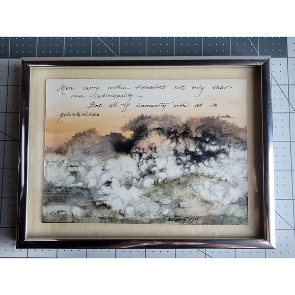 Sml Joanne Miller Rafferty Framed Abstract Mixed Media Watercolor Painting 1976 - Picture 1 of 7